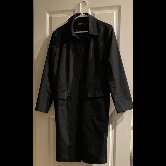 Black Trench Coat Black 3/4 Length Size Medium. Perfect for Fall - Picture 1 of 4